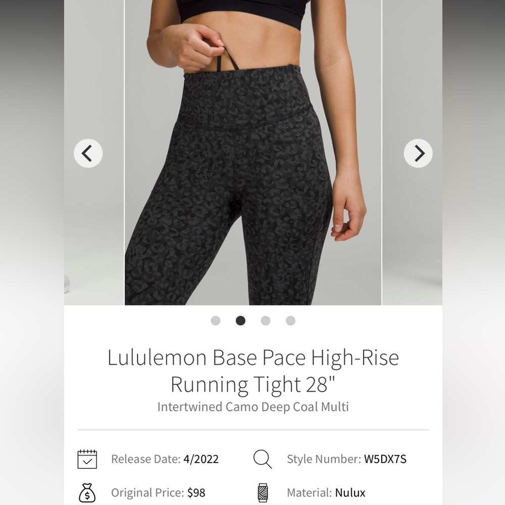 Lululemon base pace high rise running tight